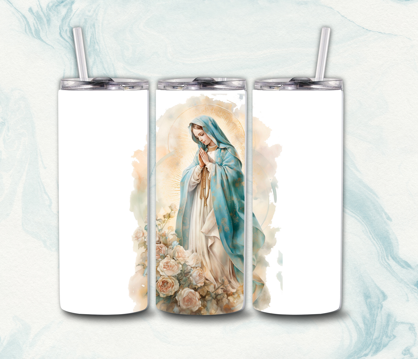 Virgin Mary Praying Hands 4 - 20oz Skinny Tumblers