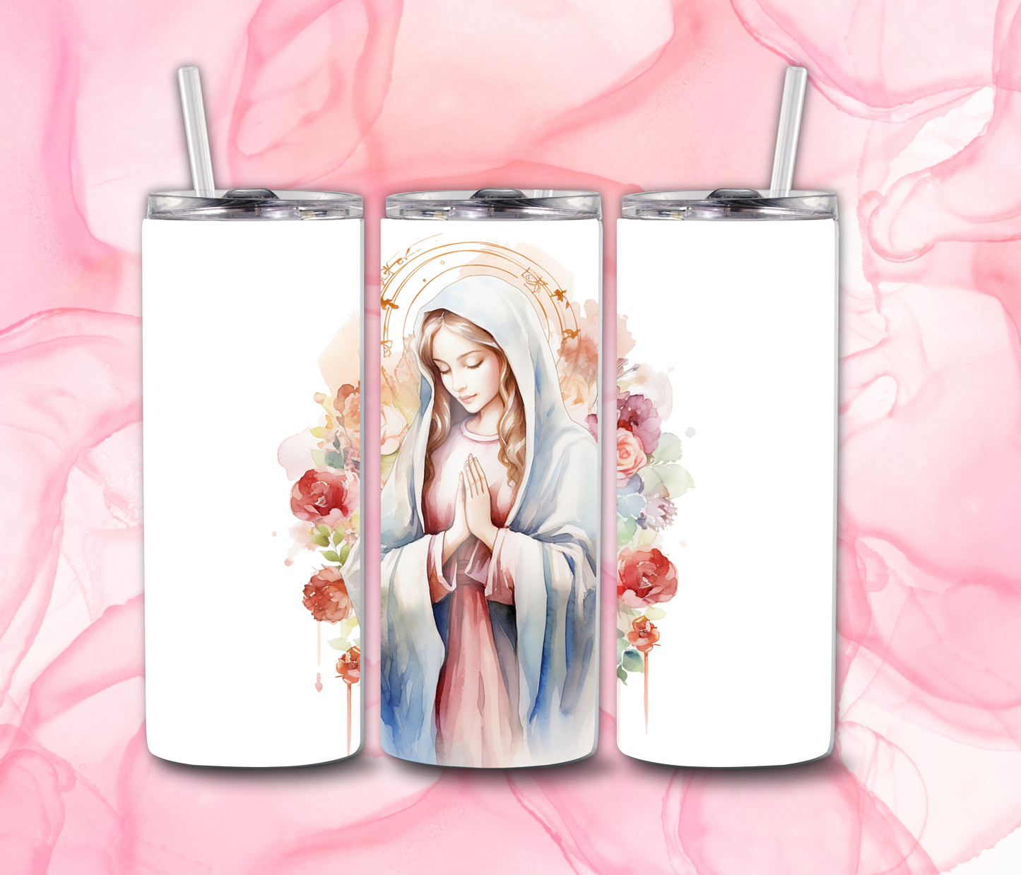 Virgin Mary Praying Hands 3 - 20oz Skinny Tumblers